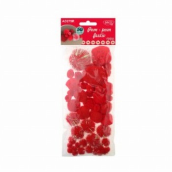 Accesorii Craft Pom Pom Festiv Rosu 3 Buc