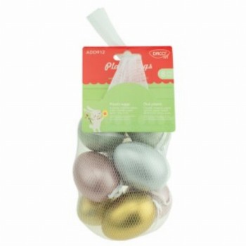 Accesorii Craft Oua Plastic Culori Metalizate 6 Cm 3 Buc