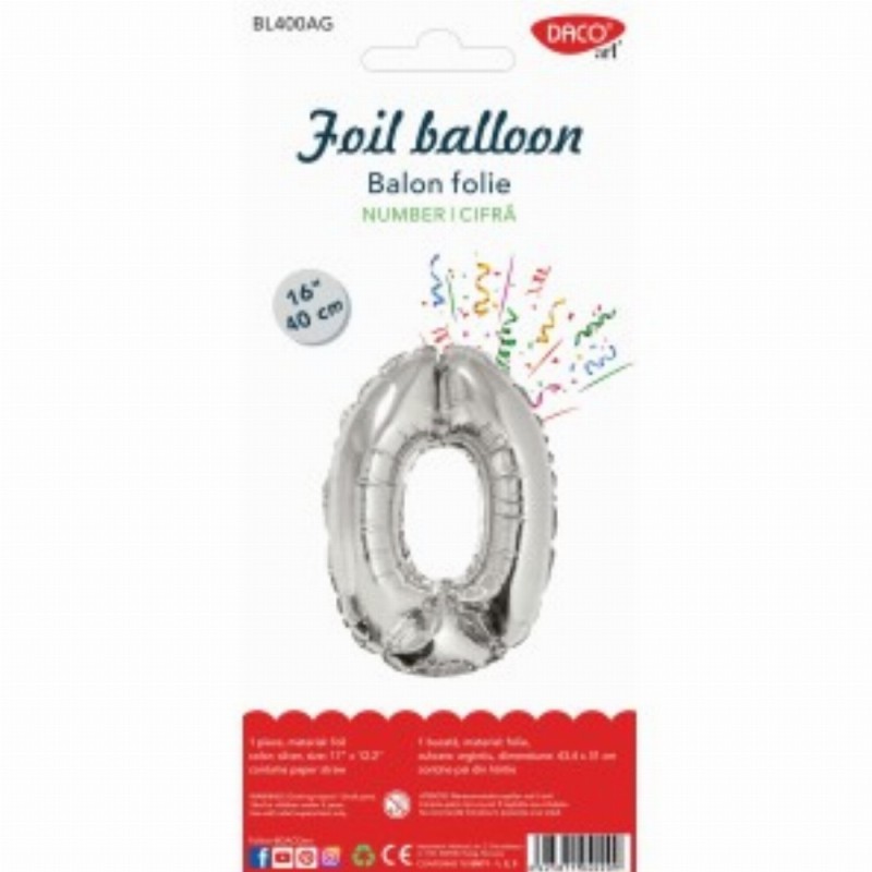 Balon Folie Cifra 0 Auriu 40 Cm