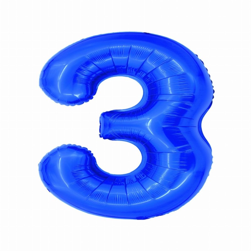 Balon Folie Cifra 3 Albastru 100 Cm