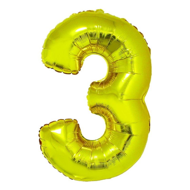 Balon Folie Cifra 3 Auriu 100 Cm