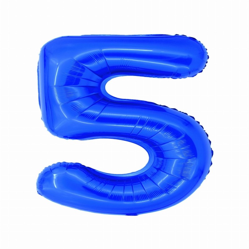 Balon Folie Cifra 5 Albastru 100 Cm
