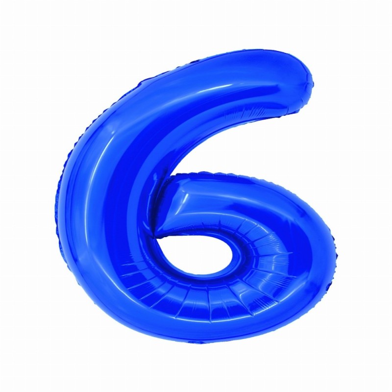 Balon Folie Cifra 6 Albastru 100 Cm