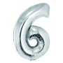 Balon Folie Cifra 6 Argintiu 85 Cm