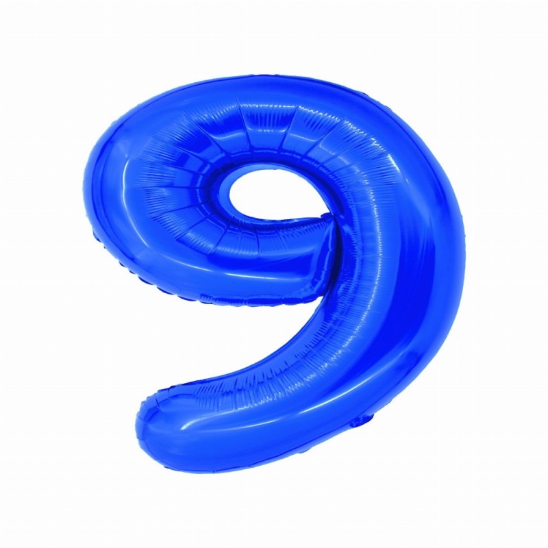 Balon Folie Cifra 9 Albastru 100 Cm