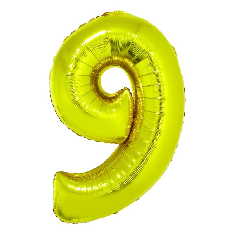 Balon Folie Cifra 9 Auriu 100 Cm
