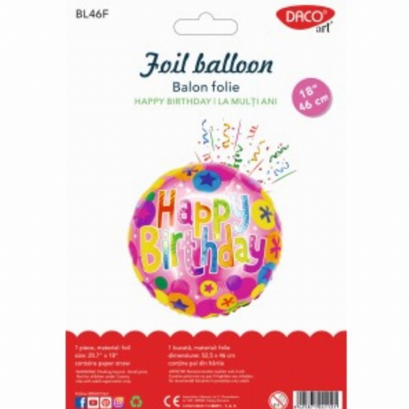 Balon Folie Happy Birthday 46 Cm