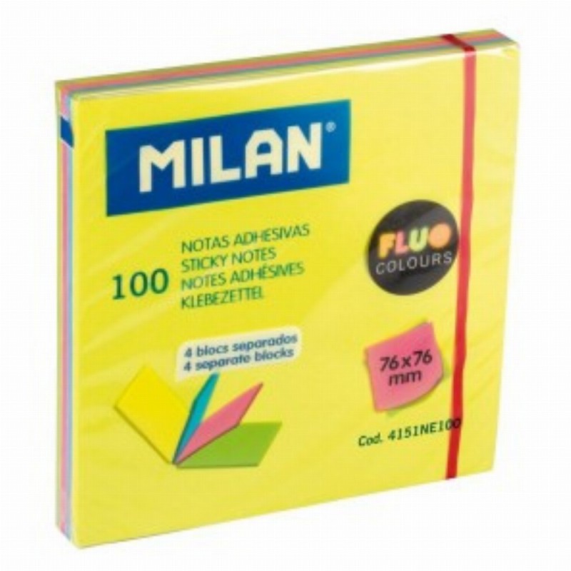 Bloc Notes Adeziv 76x76 4 Culori Asortate Fluo