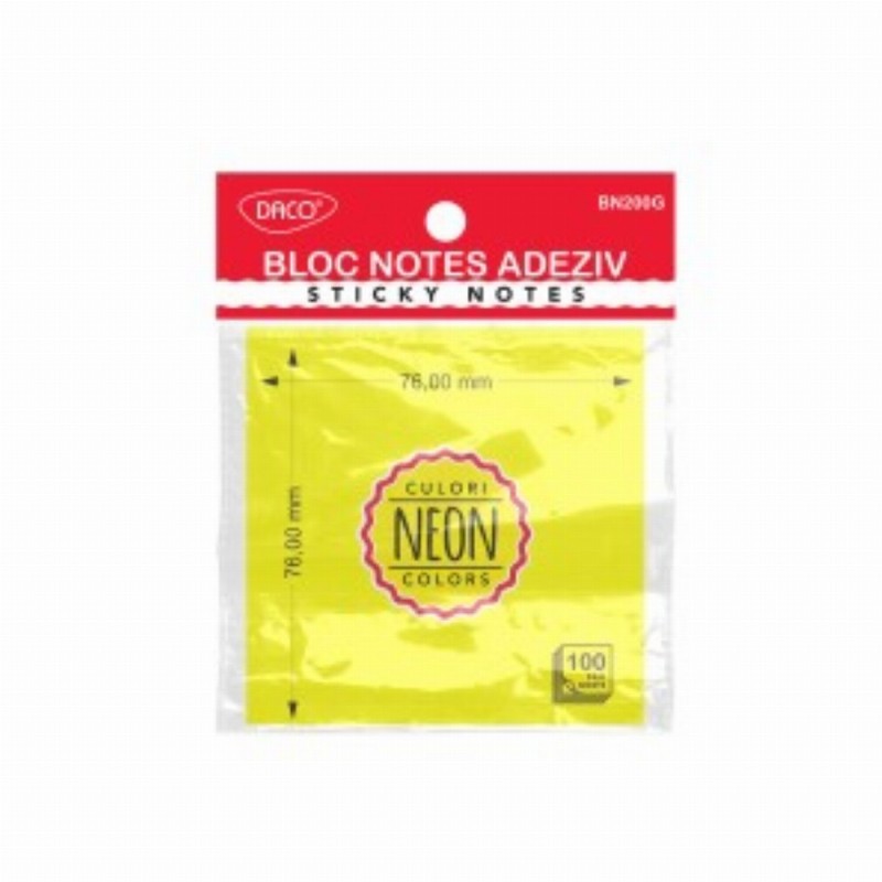 Bloc Notes Adeziv 76x76 Galben Neon