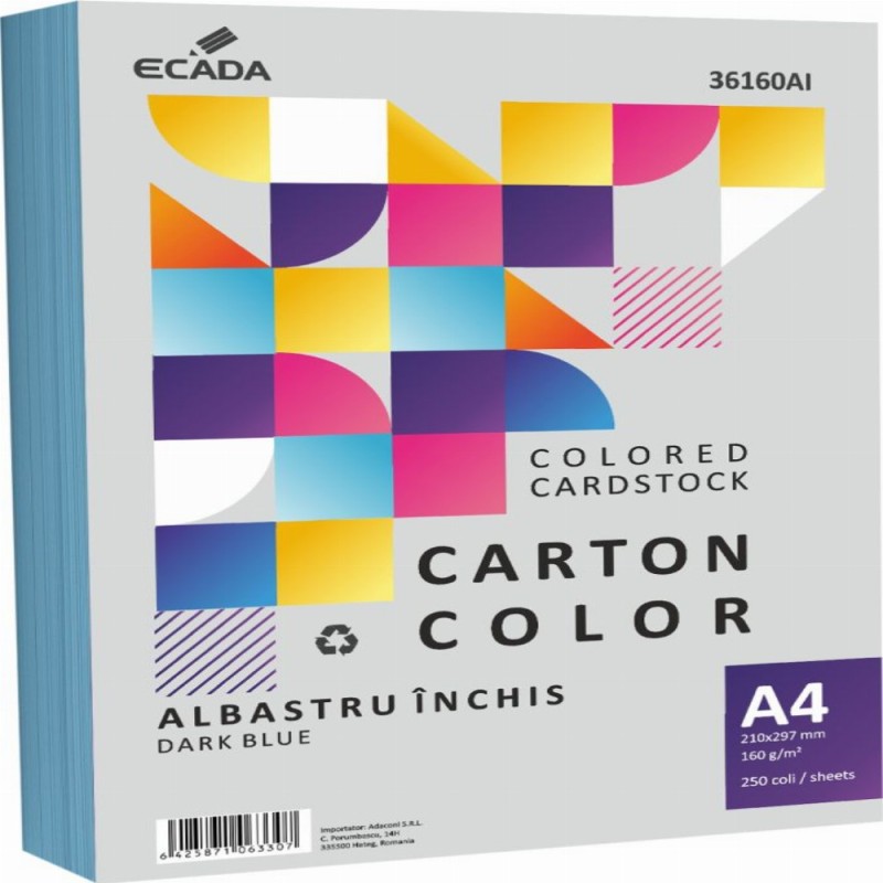 Carton Color 160g Mp A4 250 Coli Albastru Inchis