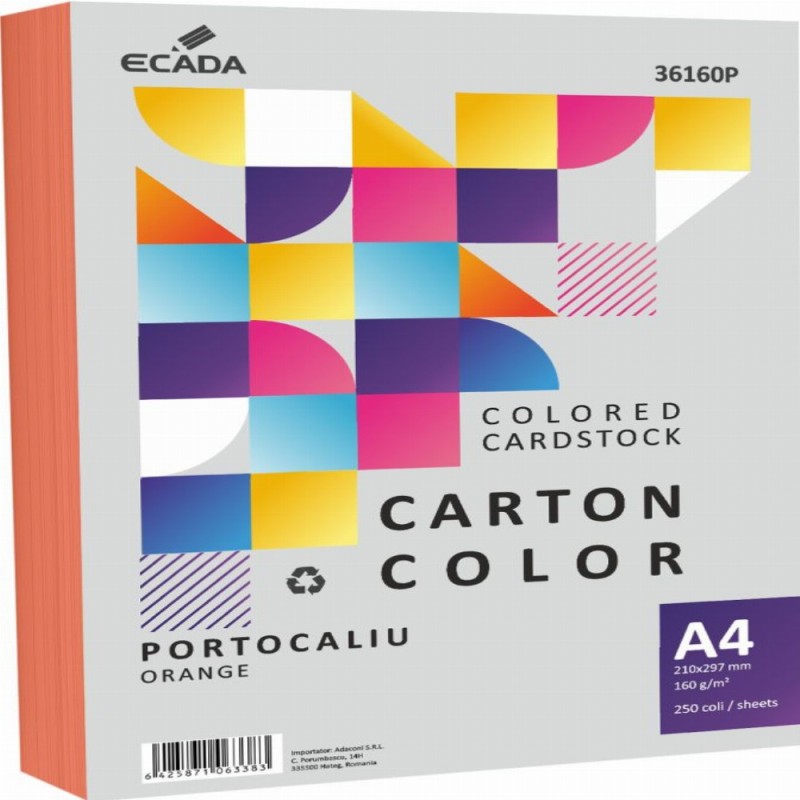 Carton Color 160g Mp A4 250 Coli Portocaliu
