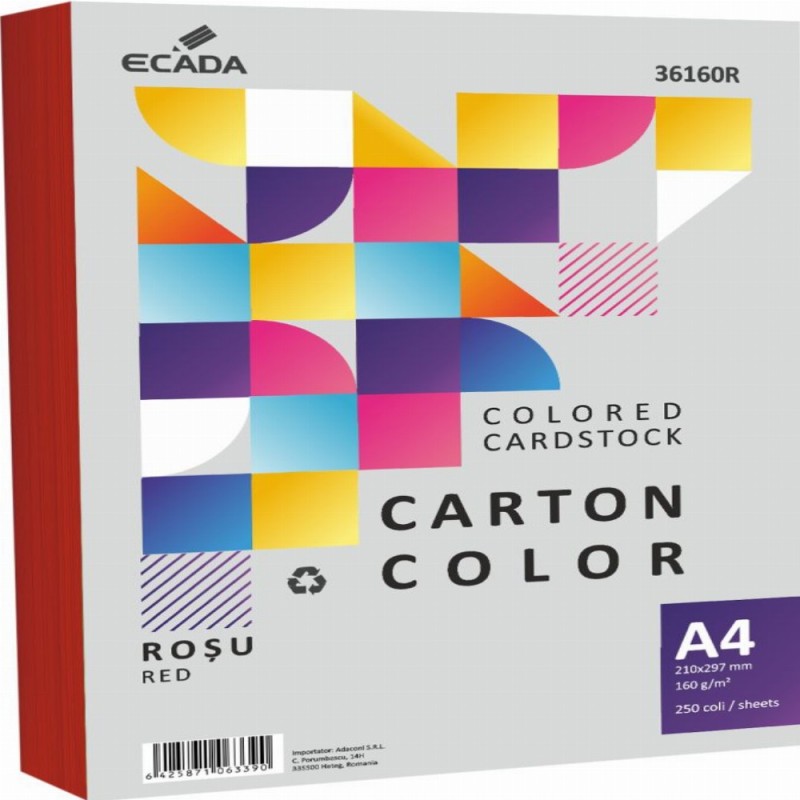 Carton Color 160g Mp A4 250 Coli Rosu