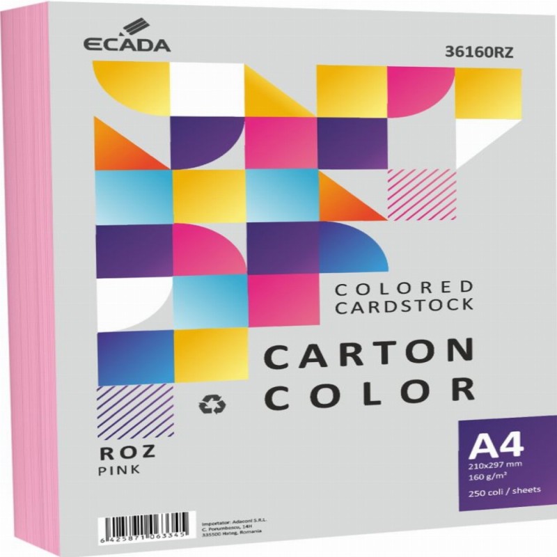Carton Color 160g Mp A4 250 Coli Roz