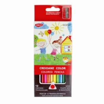 Creion Color 12 Culori Triunghiular 12 Buc
