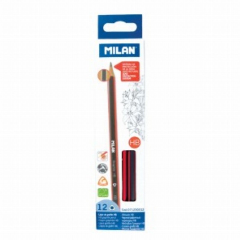 Creion Grafit Hb Triunghiular Cu Radiera 12 Buc