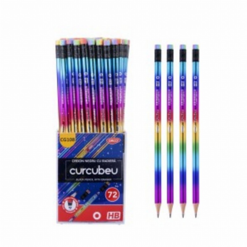 Creion Negru Cu Radiera Curcubeu