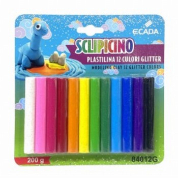 Plastilina 12 Culori Glitter 5 Buc