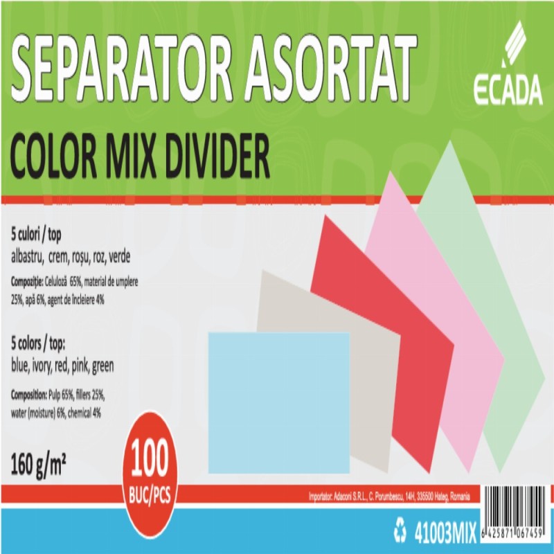 Separator Carton 10.5x24cm 160g Set 100 Culori Asorate