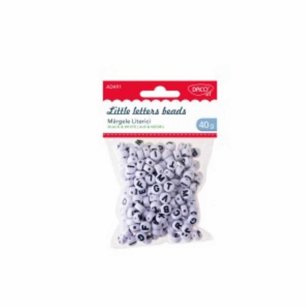 Accesorii Craft Margele Literici Alb Negru