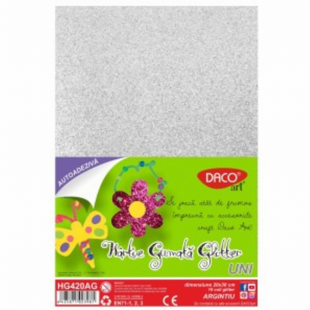 Hartie Gumata Aa Glitter 20x30cm 10coli